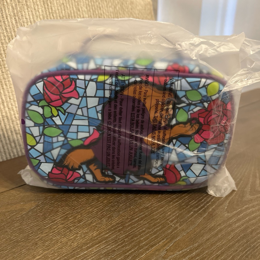 Nwt Disney Buckle-Down Beauty And The Beast Stained Glass Travel Cosmetic Bag